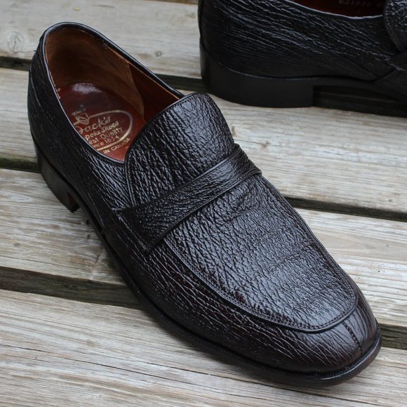 Vintage Dark Brown Genuine Sharkskin Slip-on Shoes, Made in Canada, 9.5 D, EUC - Picture 2 of 13